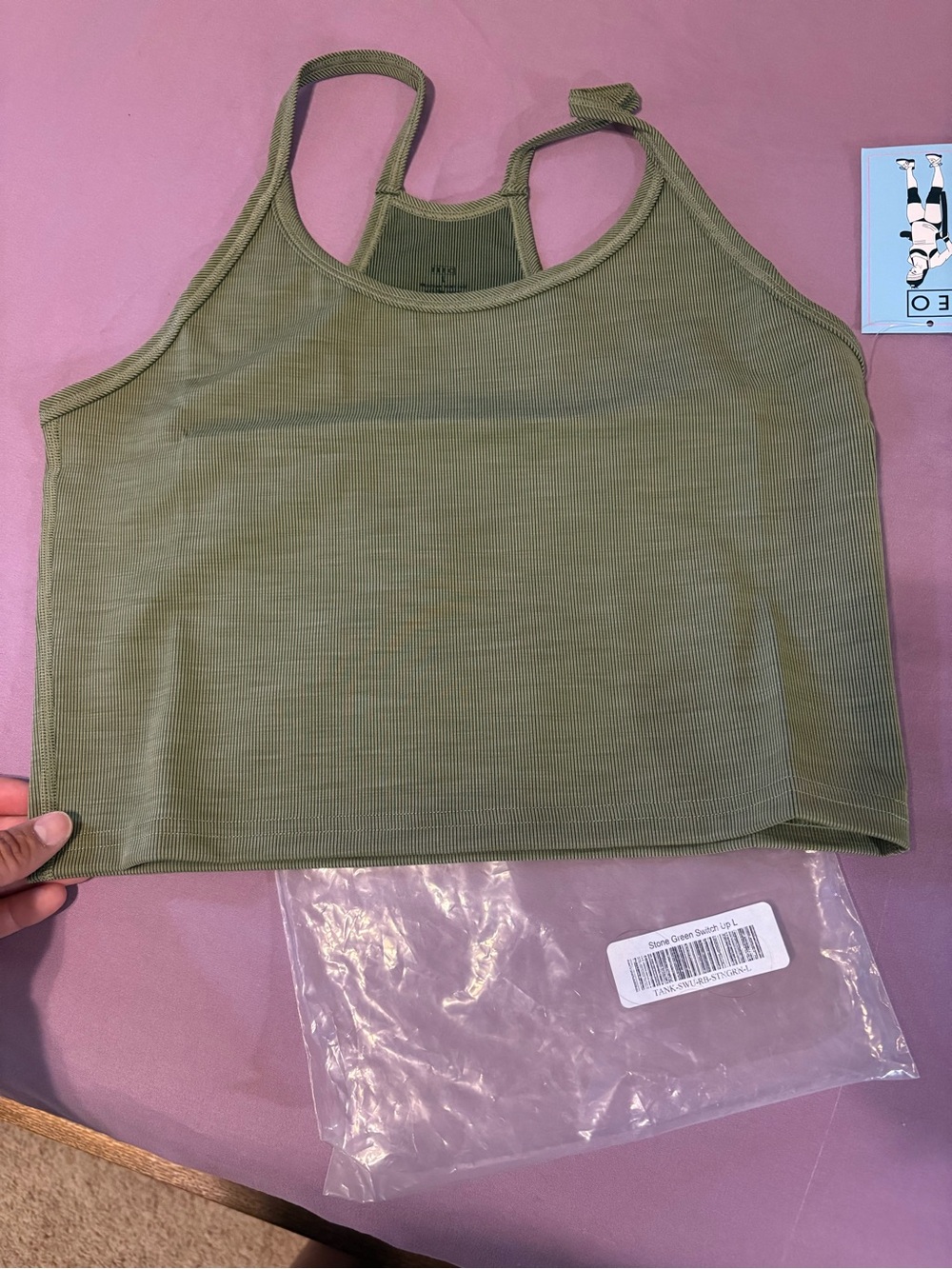 Fleo Olive Ribbed Cropped Tank Top